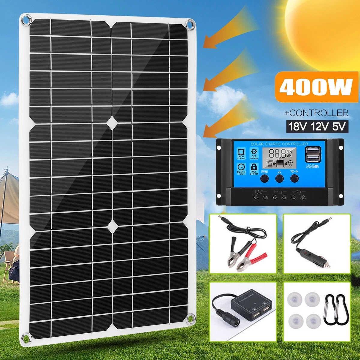 Rv Solar Kit 400W - 400W Semi-Flexible Solar Panel Kit PWM